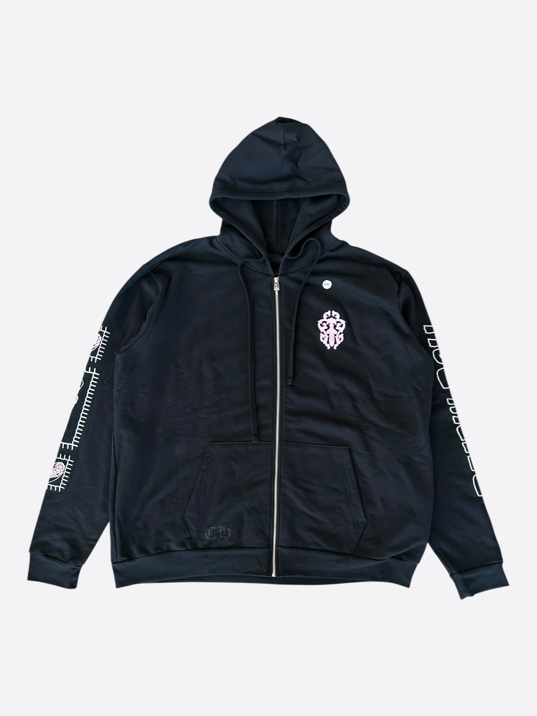 Chrome Hearts Black, White & Pink Deadly Doll Zip Up Hoodie