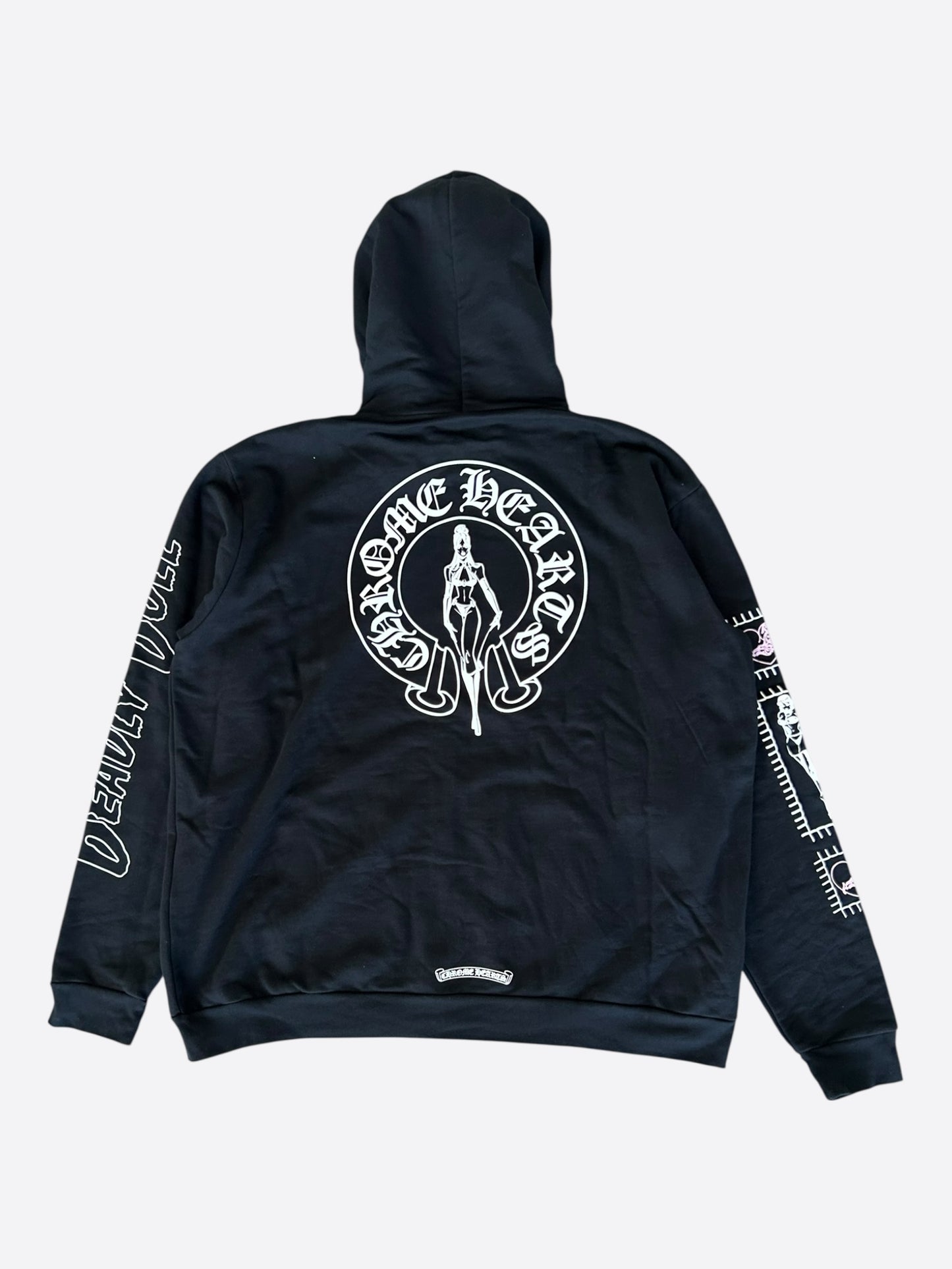 Chrome Hearts Black, White & Pink Deadly Doll Zip Up Hoodie