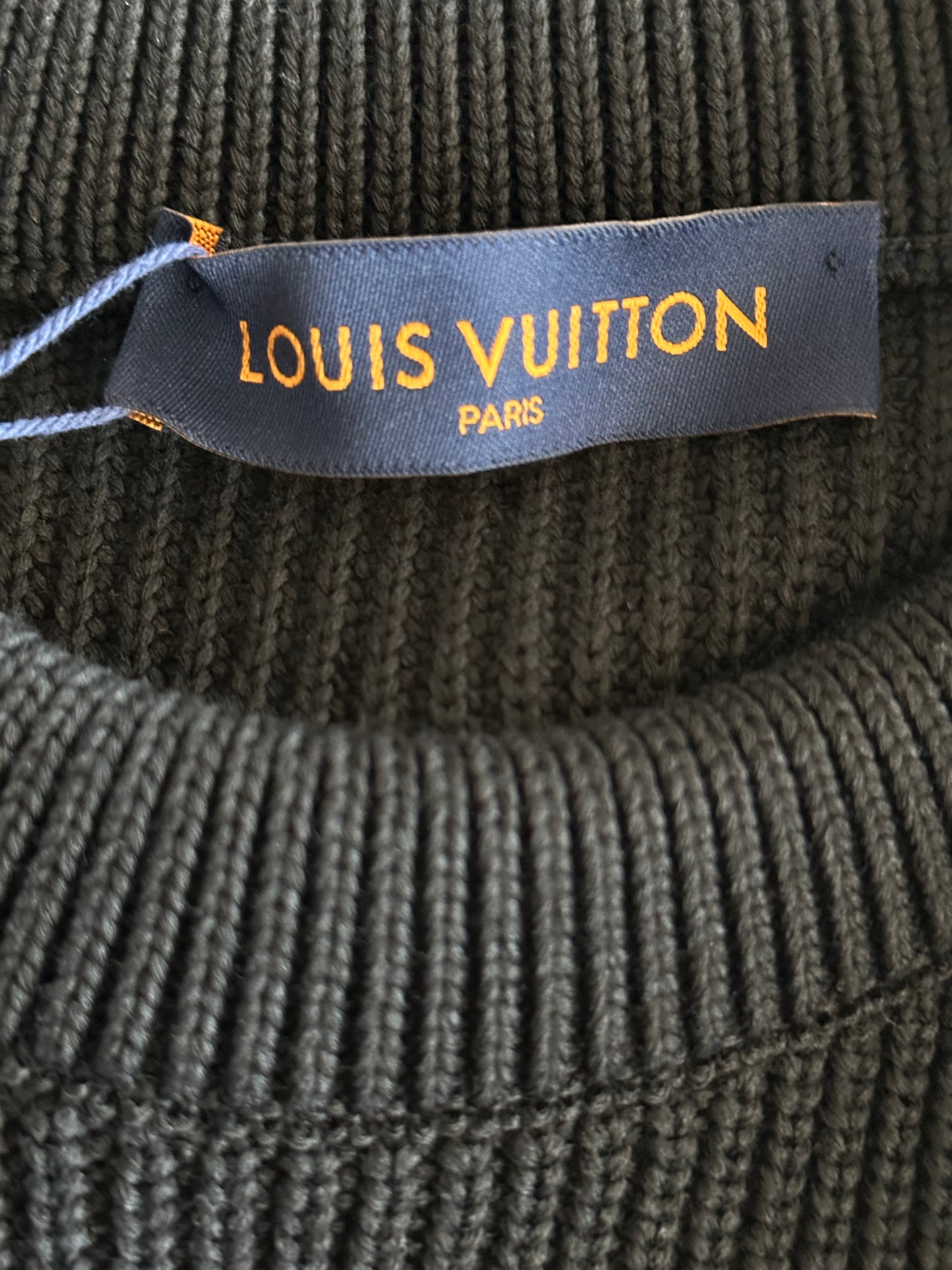 Louis Vuitton Black Rue Du Pont Waffle Knit Sweater