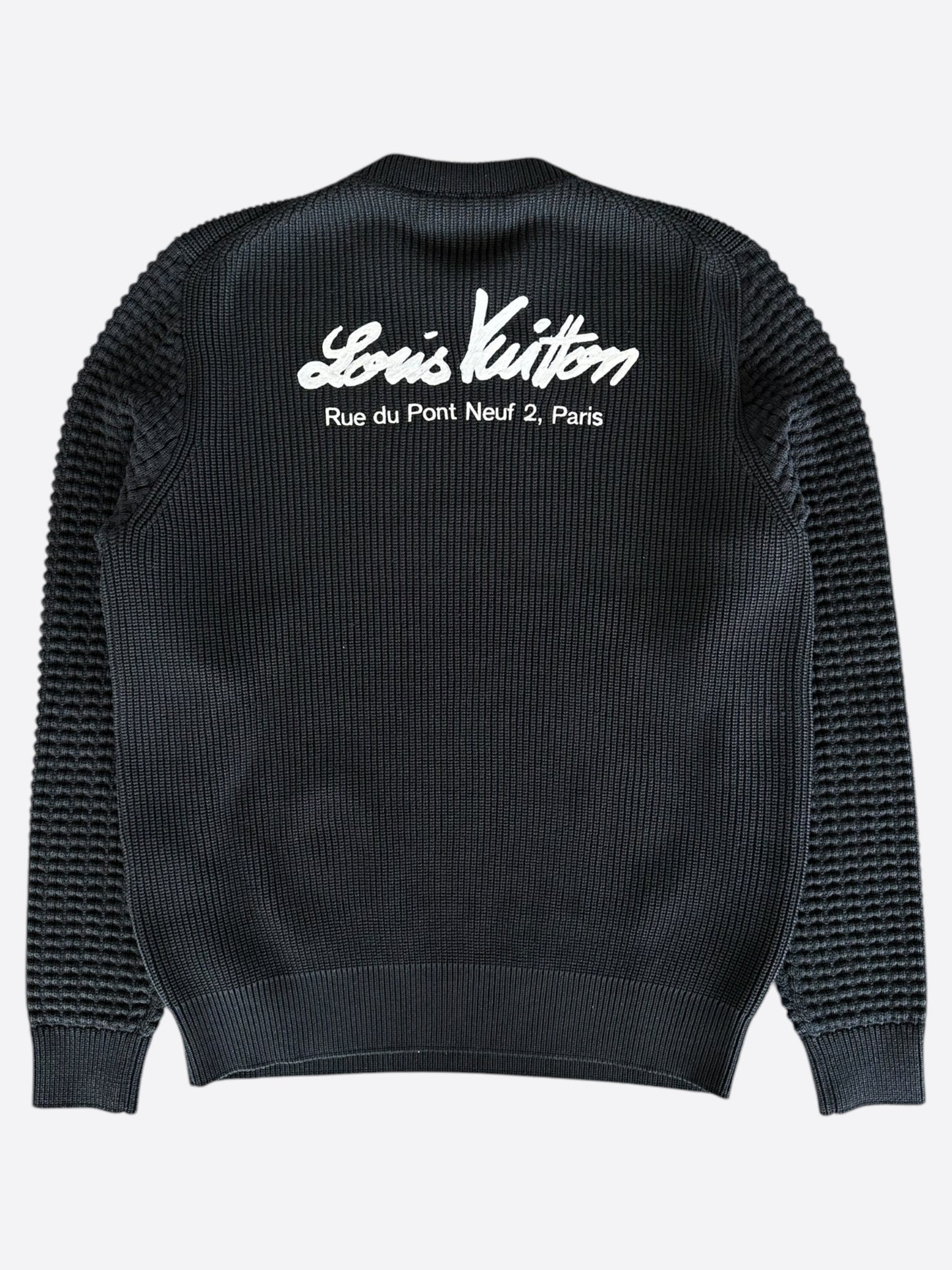 Louis Vuitton Black Rue Du Pont Waffle Knit Sweater