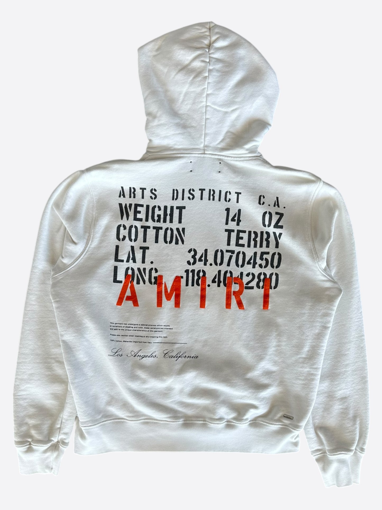 Amiri White & Orange Arts District Logo Hoodie