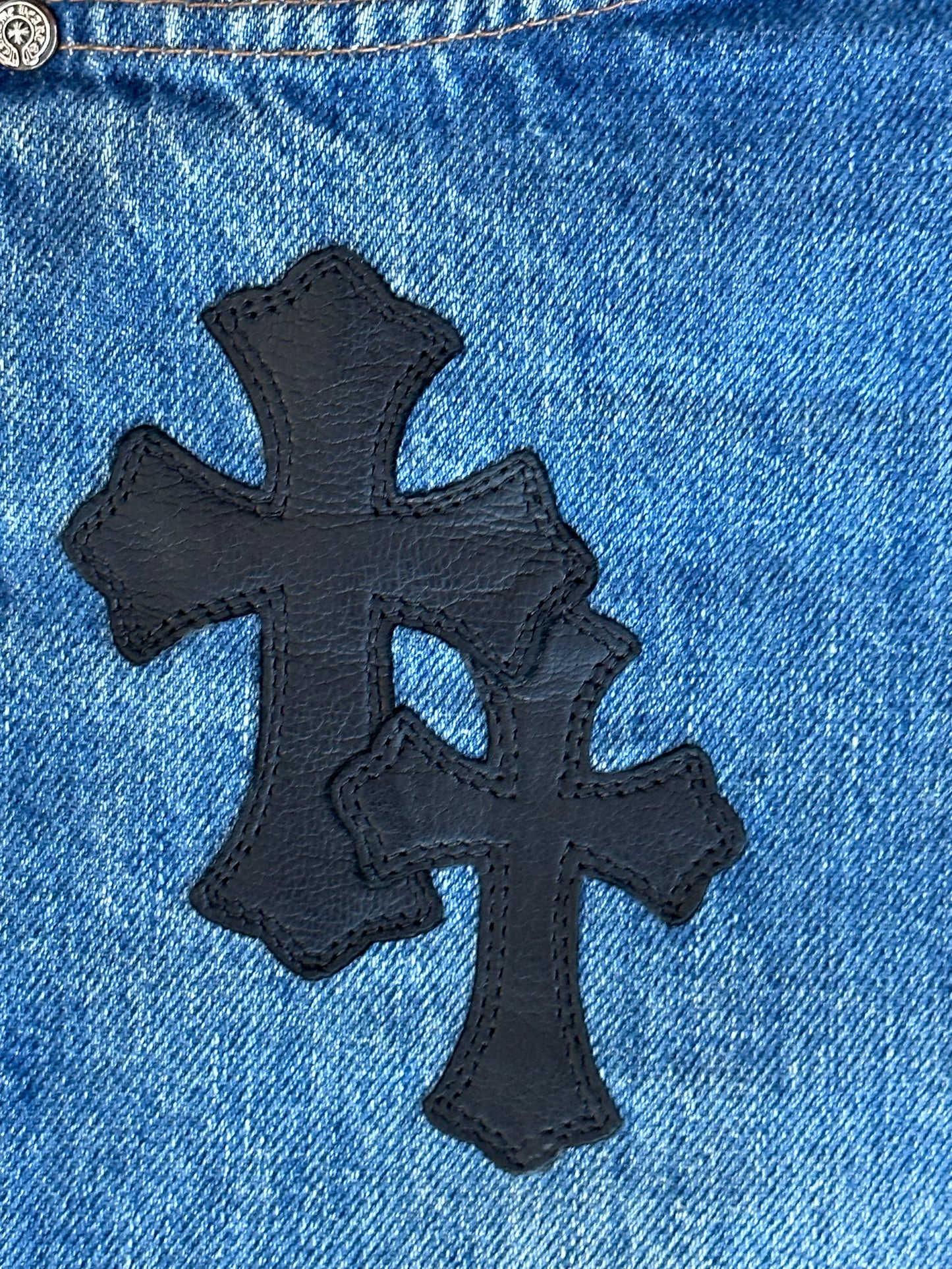 Chrome Hearts Levis Blue & Black Cross Patch Jeans