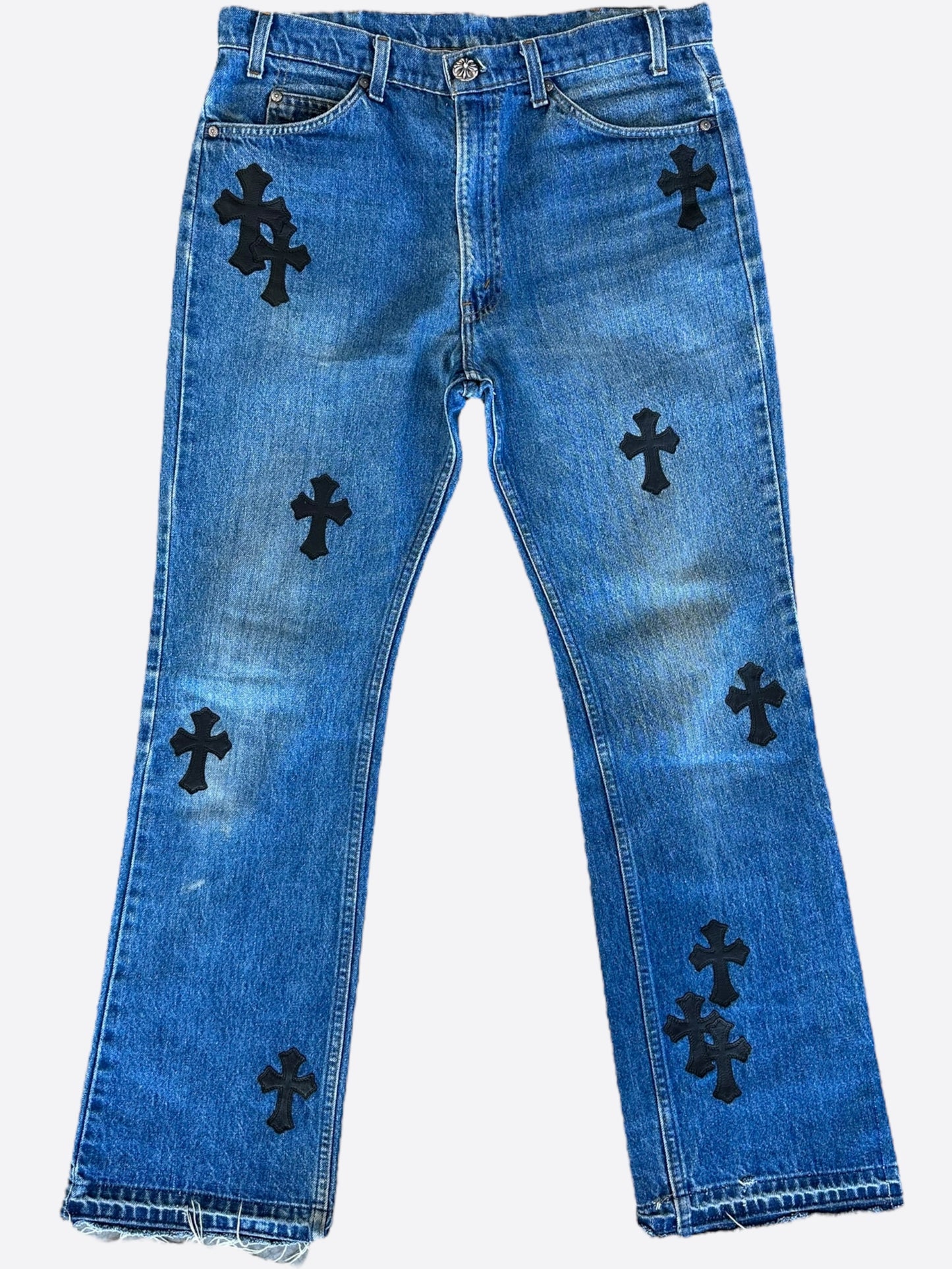 Chrome Hearts Levis Blue & Black Cross Patch Jeans