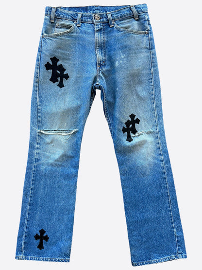 Chrome Hearts Levis Blue & Black Cross Patch Jeans