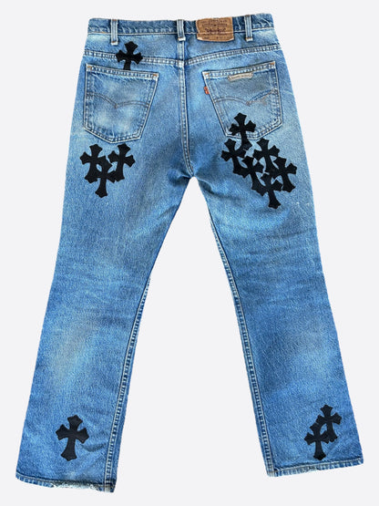 Chrome Hearts Levis Blue & Black Cross Patch Jeans