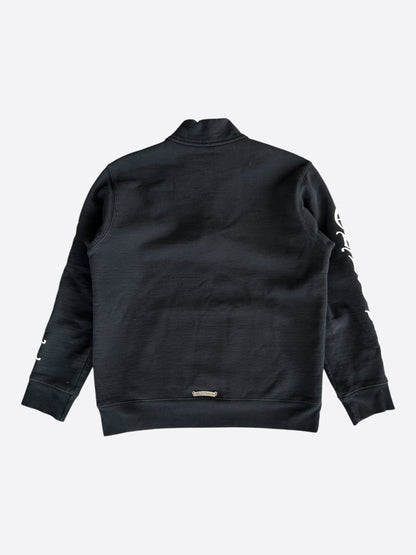 Chrome Hearts Black & White Embroidered Logo Quarter Zip Sweater