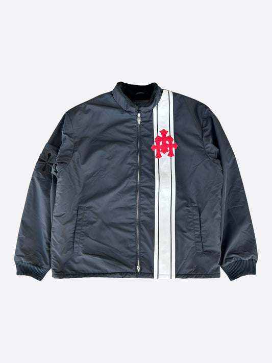 Chrome Hearts Black & White Striped Triple Cross Racing Jacket