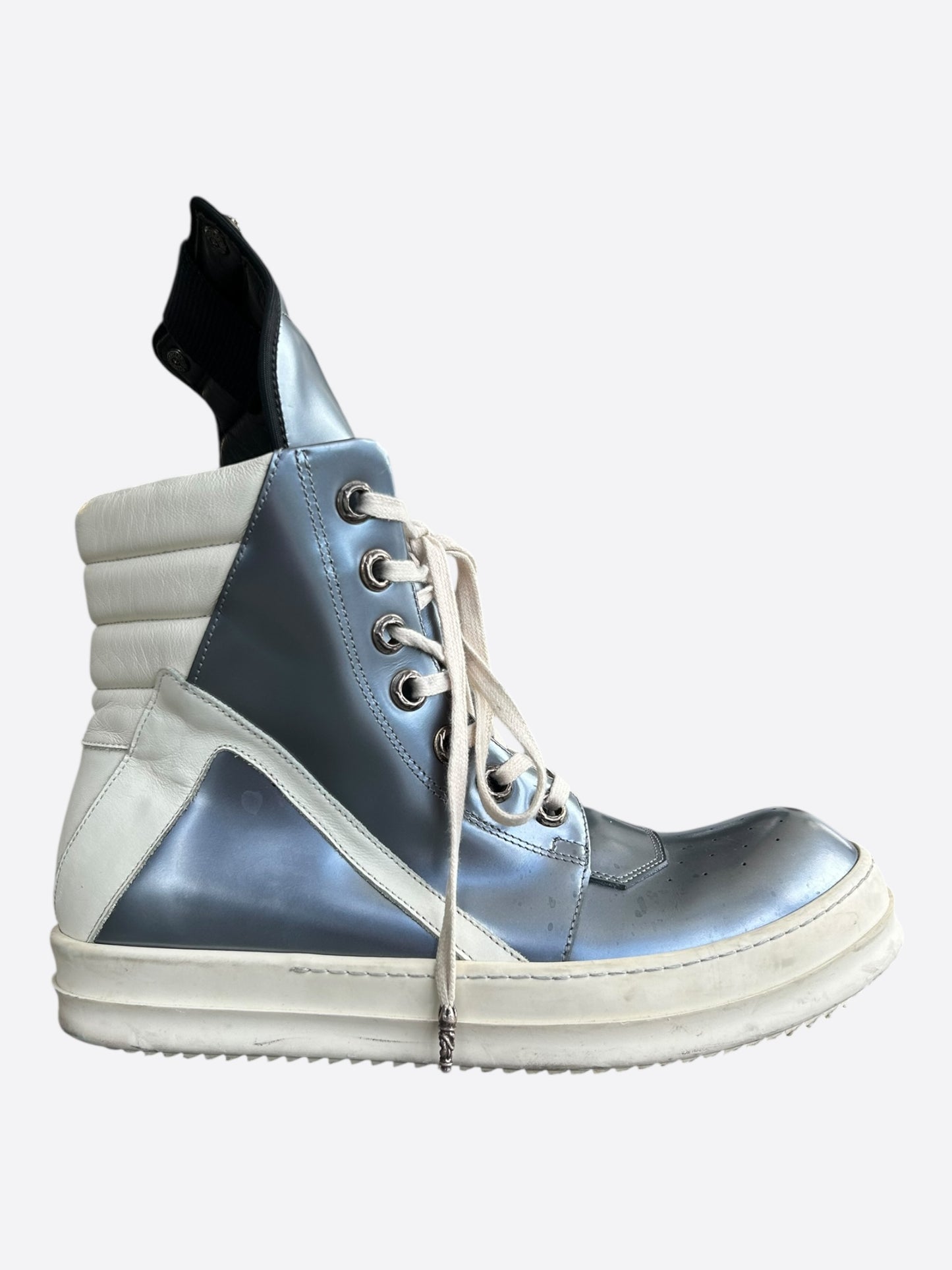 Rick Owens Chrome Hearts Metallic Silver & White Geobaskets