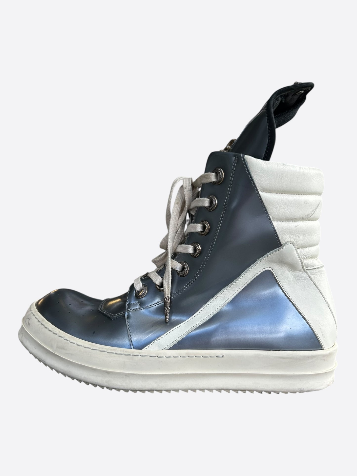 Rick Owens Chrome Hearts Metallic Silver & White Geobaskets
