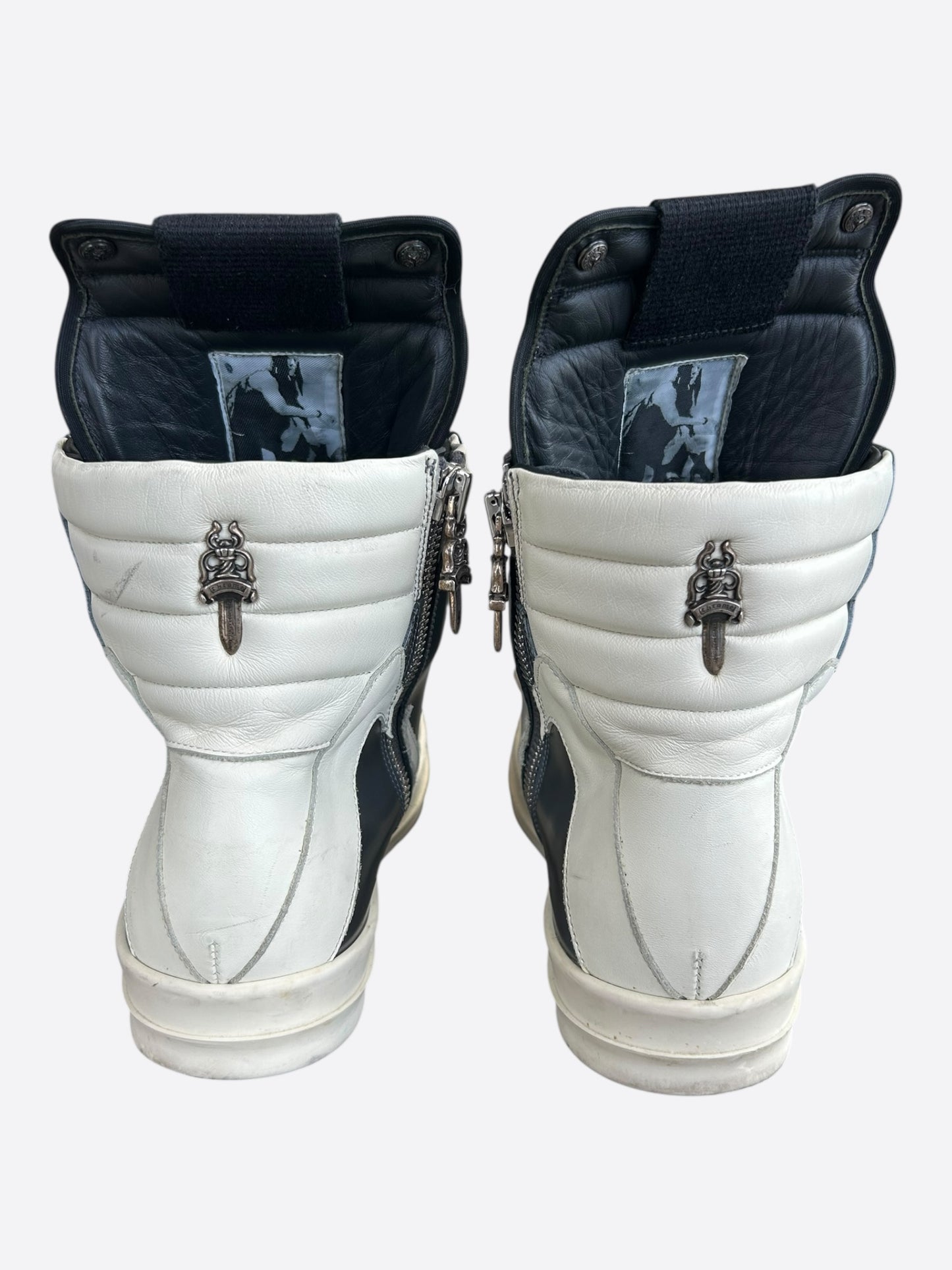 Rick Owens Chrome Hearts Metallic Silver & White Geobaskets