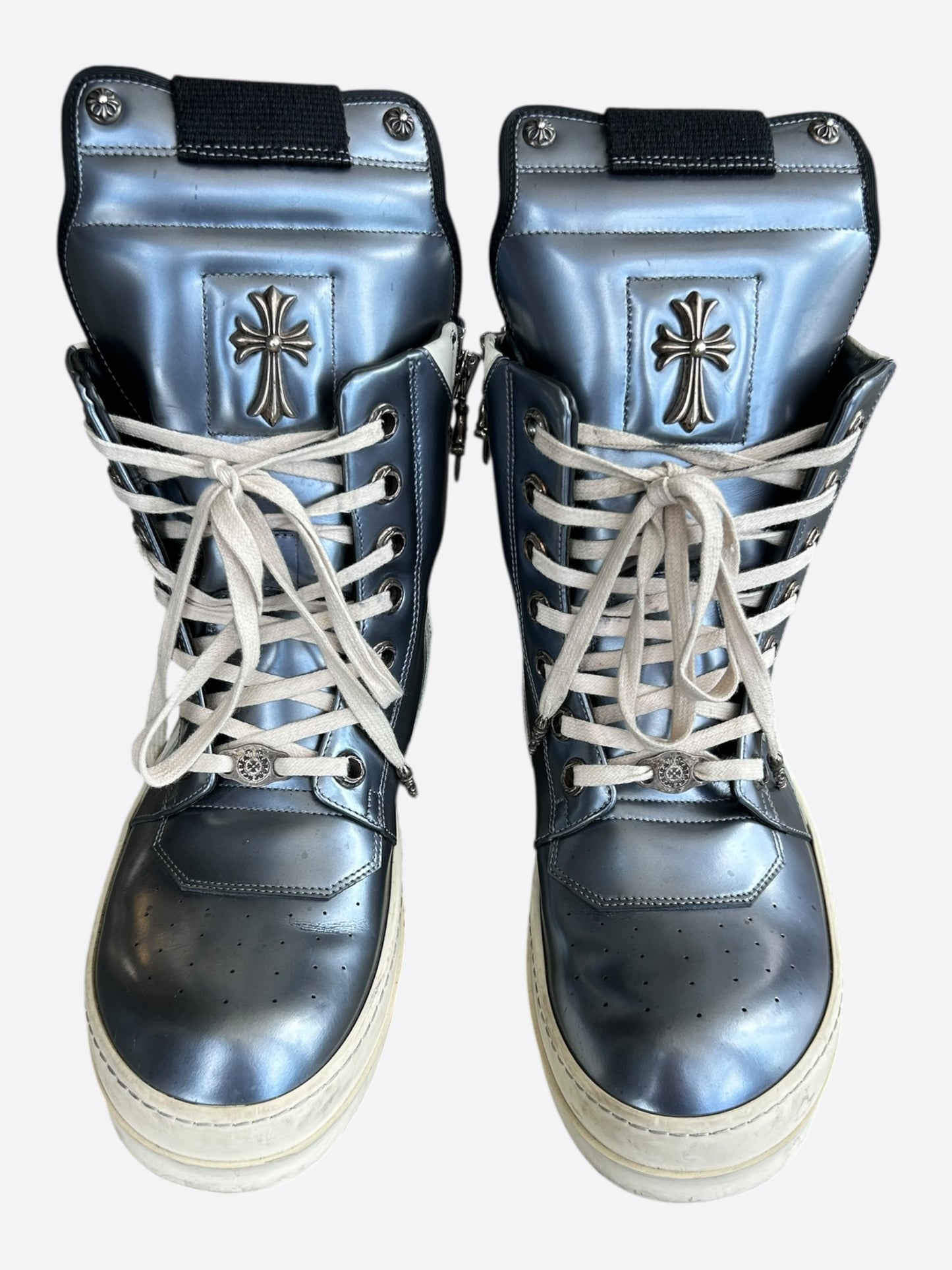 Rick Owens Chrome Hearts Metallic Silver & White Geobaskets