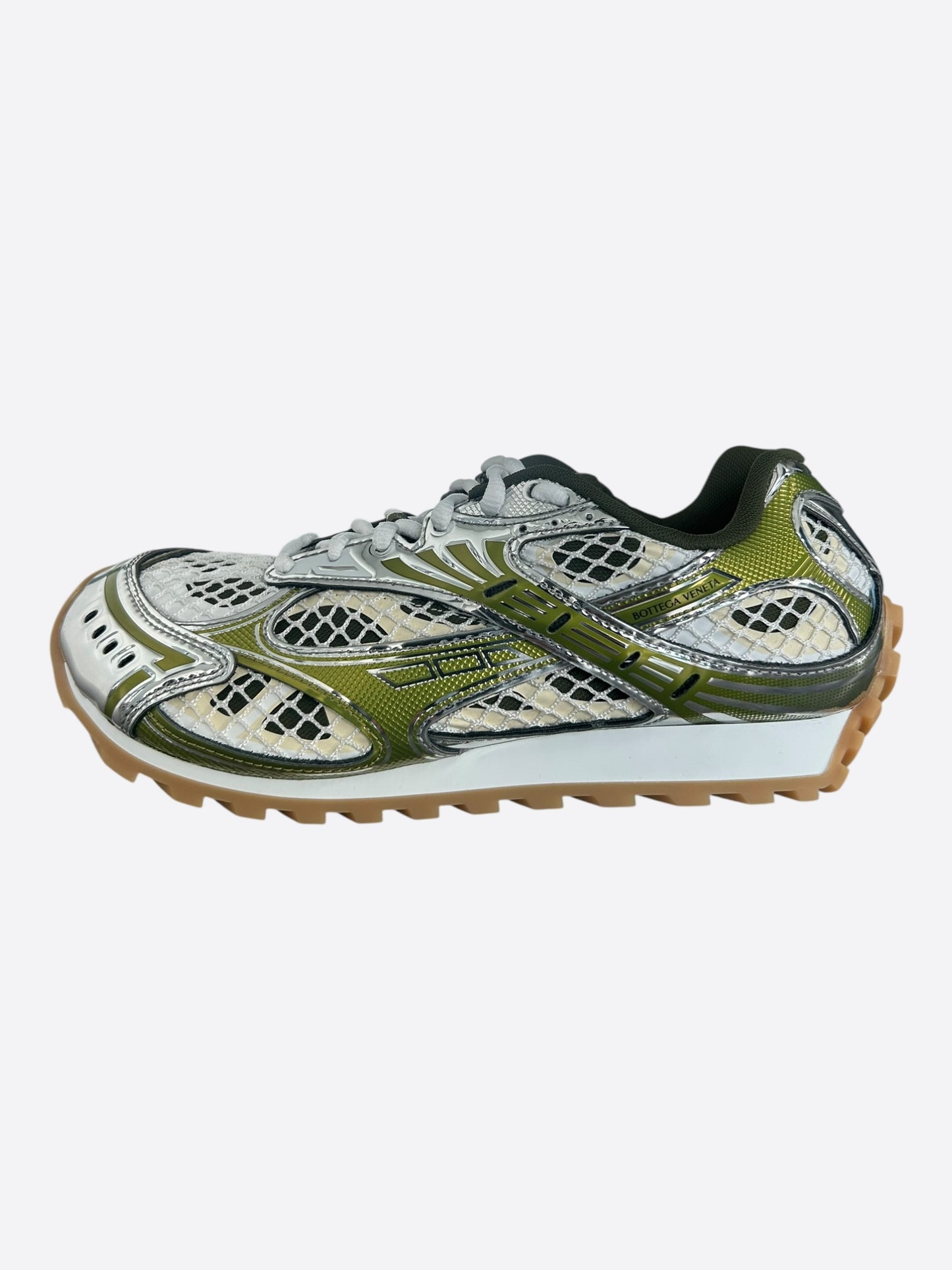 Bottega Veneta Olive & Silver Orbit Women's Sneakers