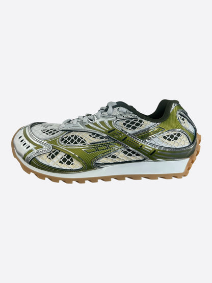Bottega Veneta Olive & Silver Orbit Women's Sneakers
