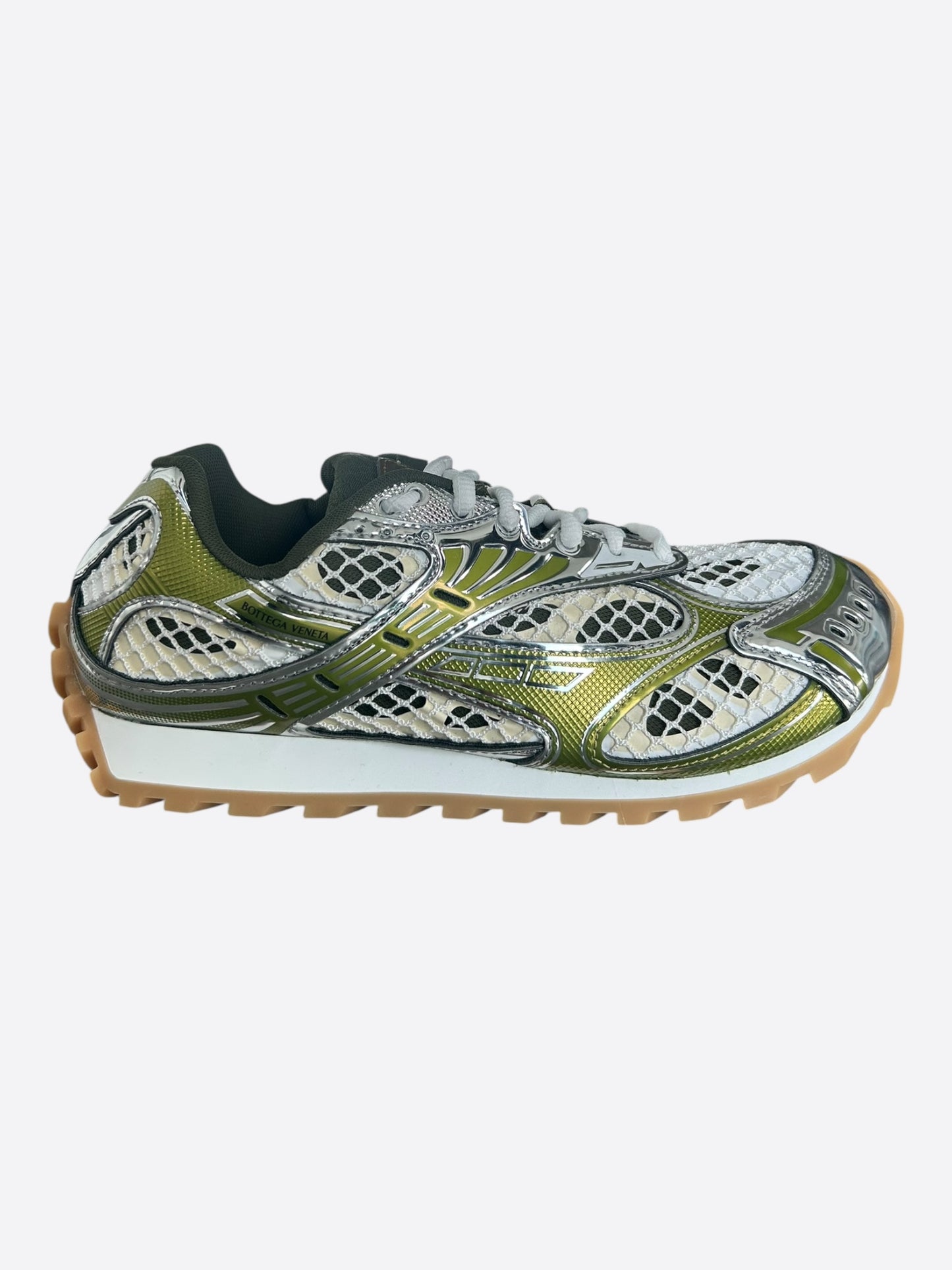 Bottega Veneta Olive & Silver Orbit Women's Sneakers