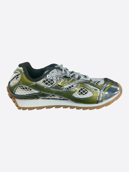 Bottega Veneta Olive & Silver Orbit Women's Sneakers