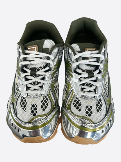 Bottega Veneta Olive & Silver Orbit Women's Sneakers