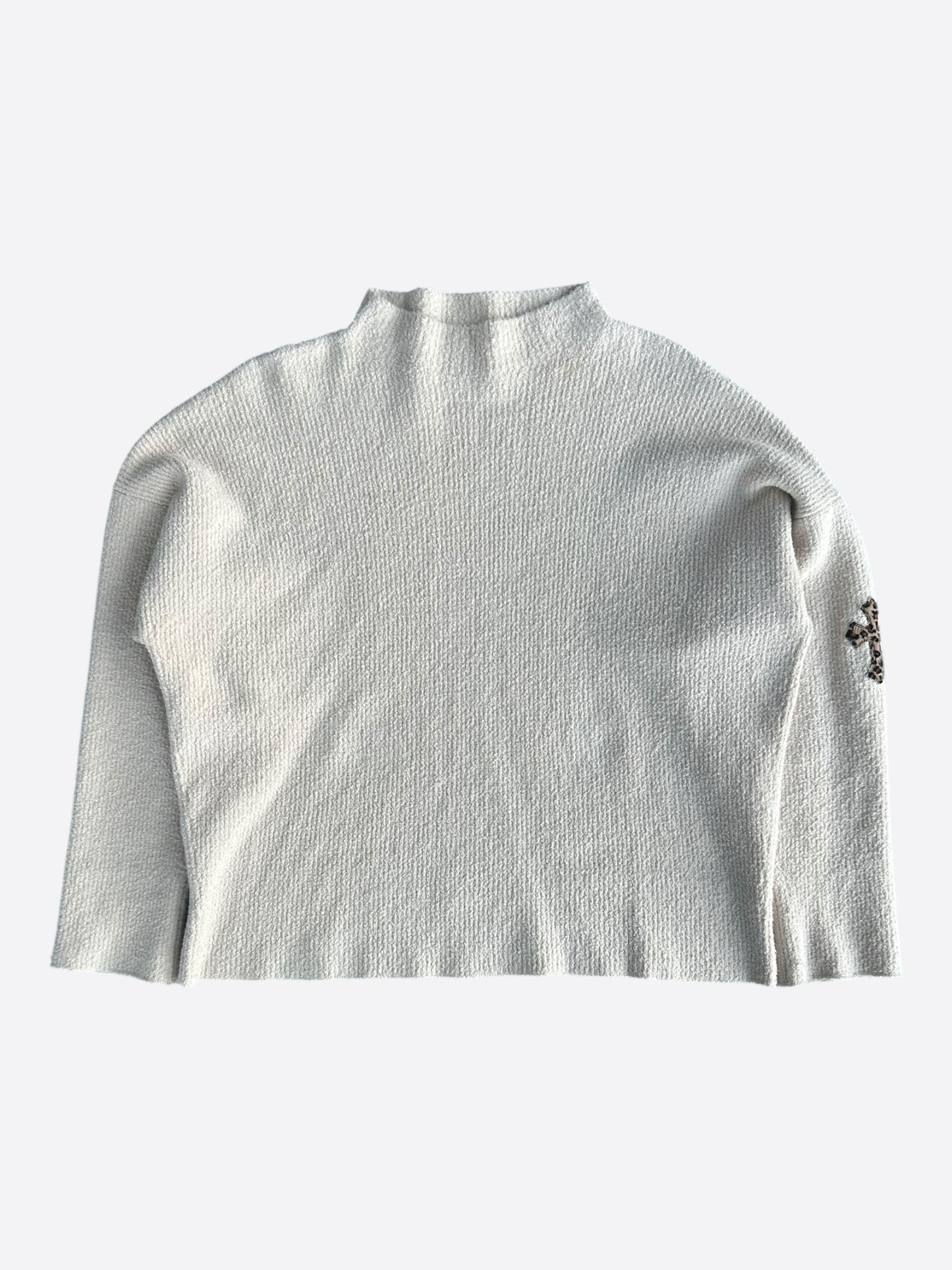 Chrome Hearts Beige & Cheetah Cross Patch Knitted Hoodie