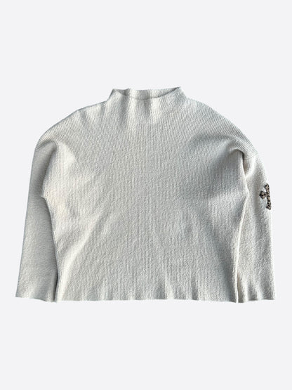 Chrome Hearts Beige & Cheetah Cross Patch Knitted Hoodie