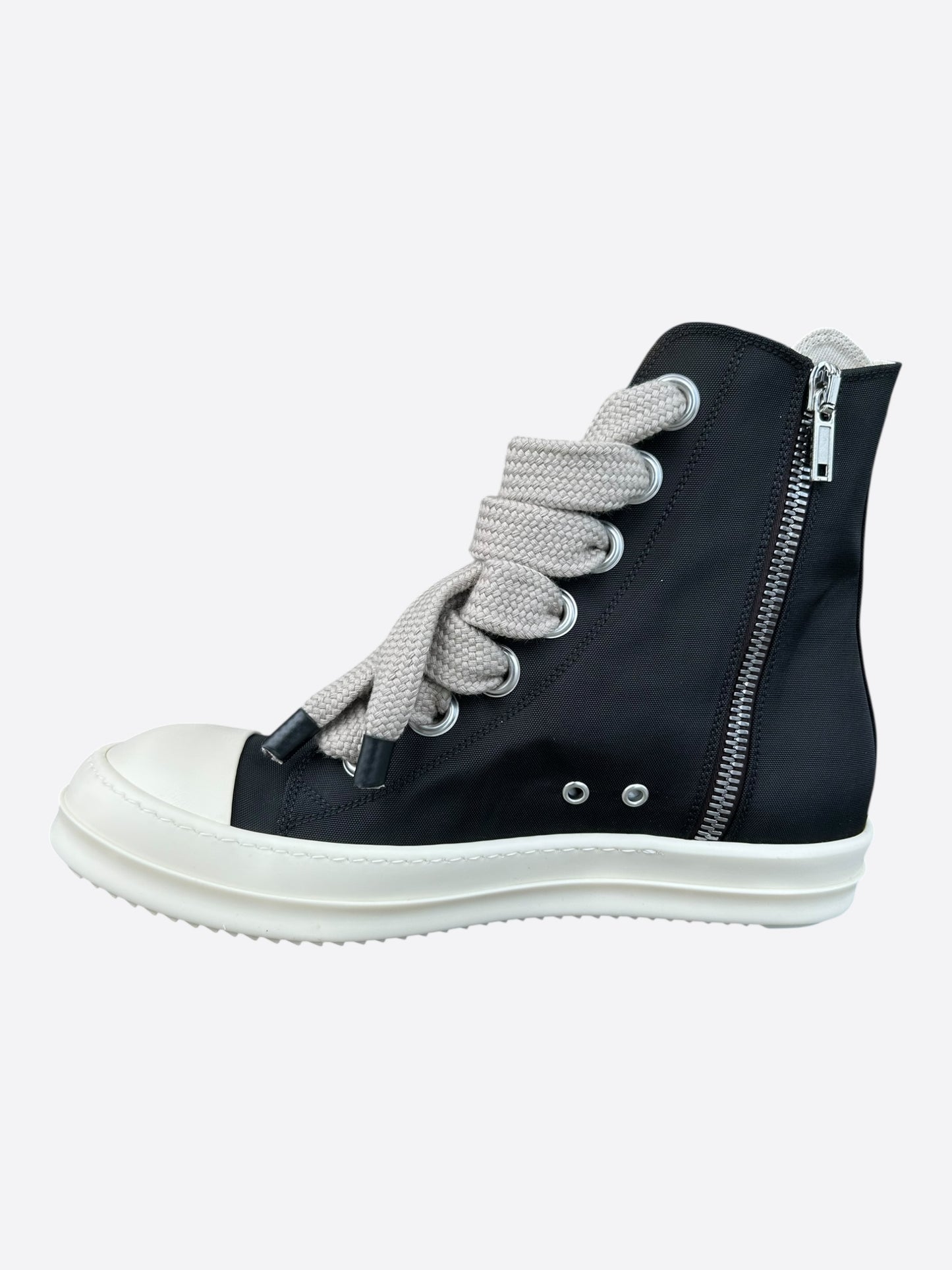 Rick Owens Black & White Jumbo Lace High Top Sneakers