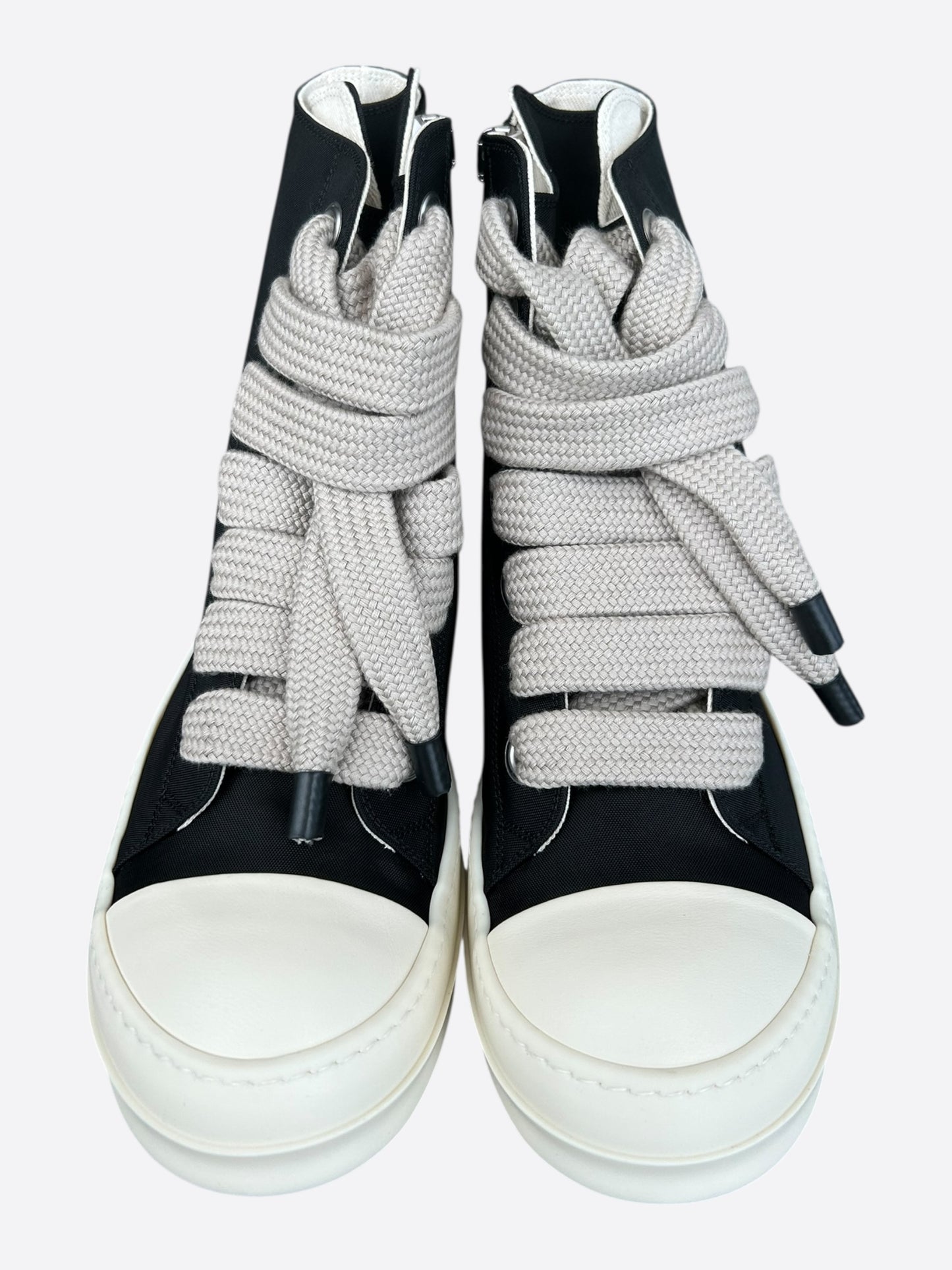 Rick Owens Black & White Jumbo Lace High Top Sneakers