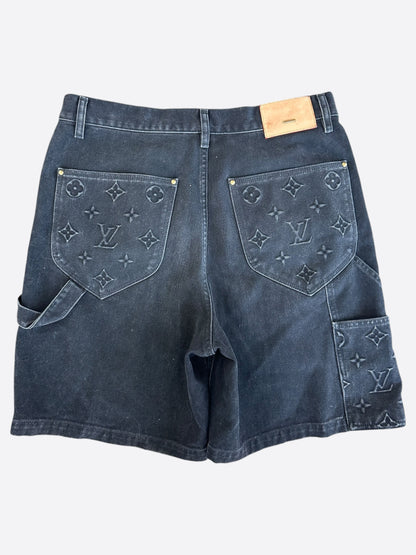 Louis Vuitton Washed Black Monogram Carpenter Shorts