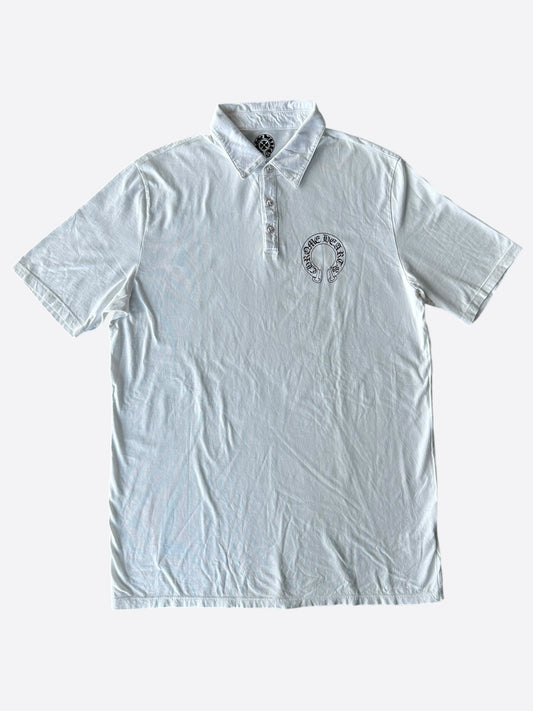 Chrome Hearts White & Black Horseshoe Logo Polo T-Shirt