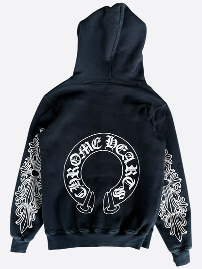 Chrome Hearts Black & White Thermal Horseshoe Logo Hoodie