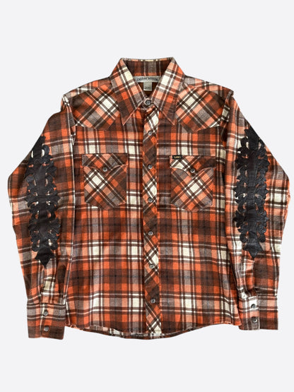 Chrome Hearts Lee Orange Leather Floral Sleeve Patch Flannel