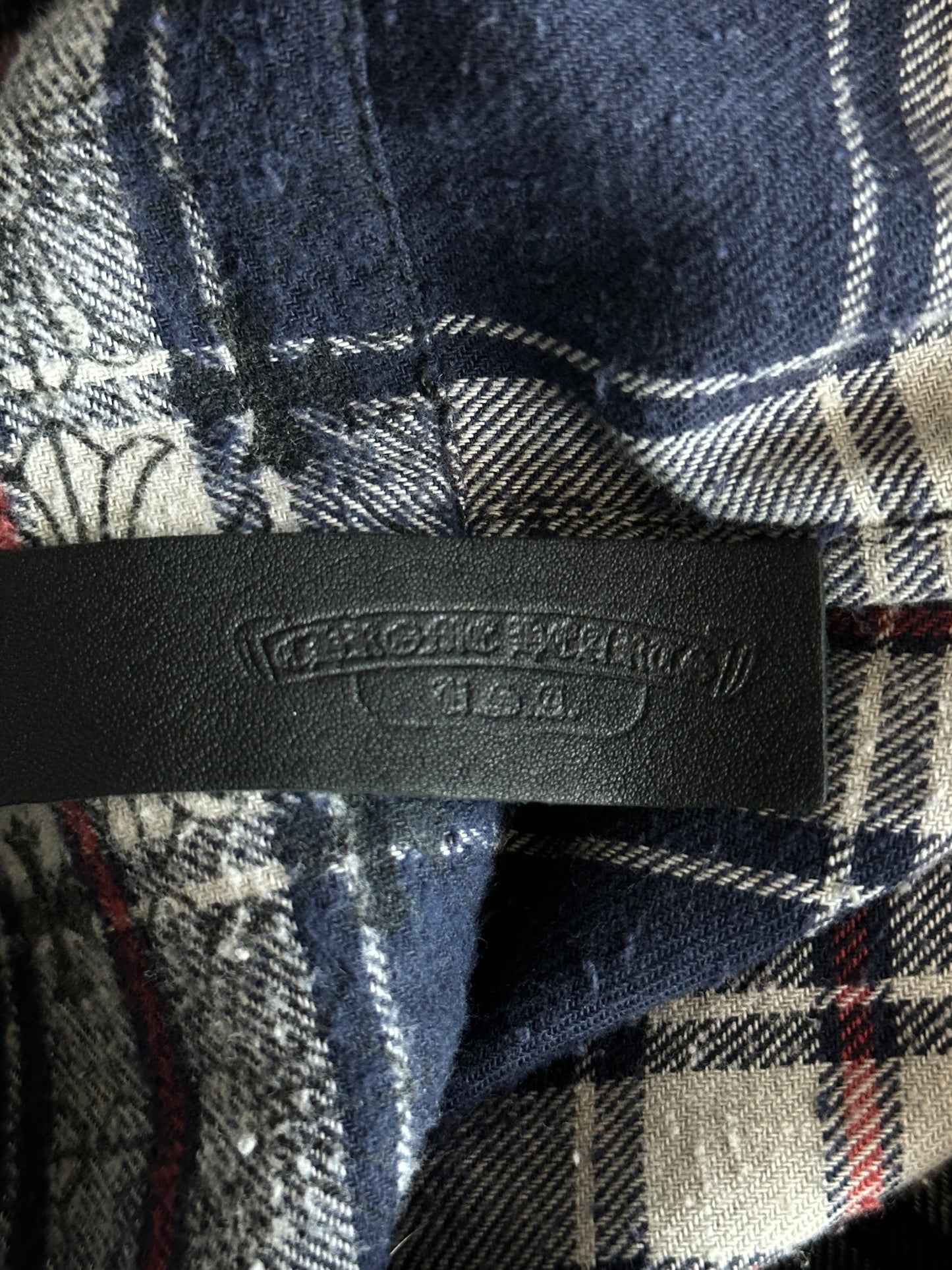Chrome Hearts Blue Cross Patch Jacquard Button Up Shirt