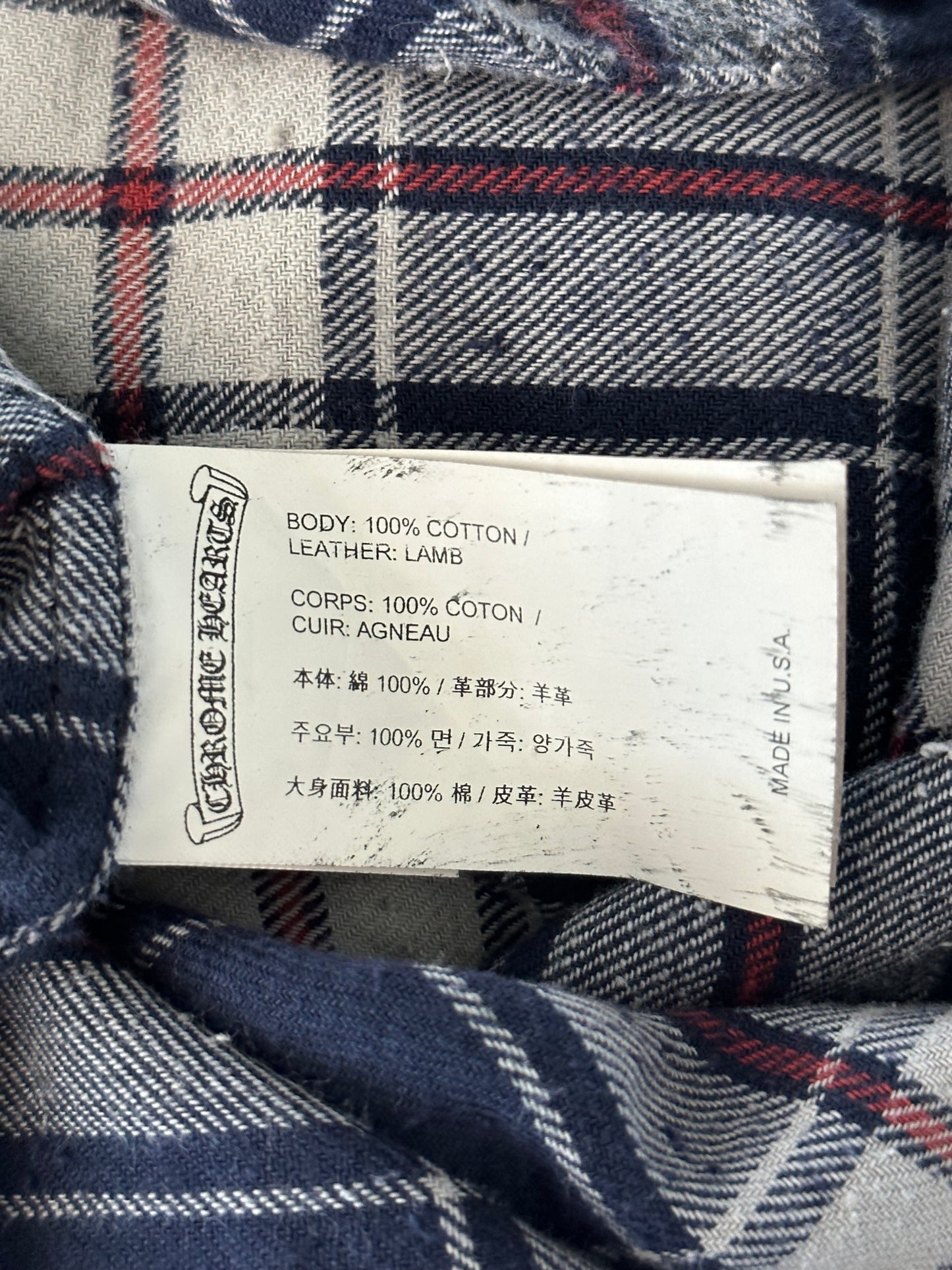 Chrome Hearts Blue Cross Patch Jacquard Button Up Shirt