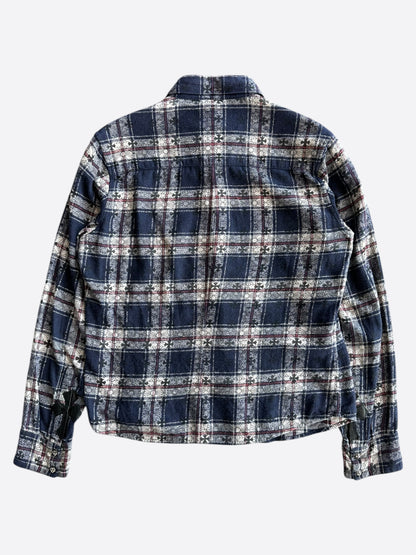 Chrome Hearts Blue Cross Patch Jacquard Button Up Shirt