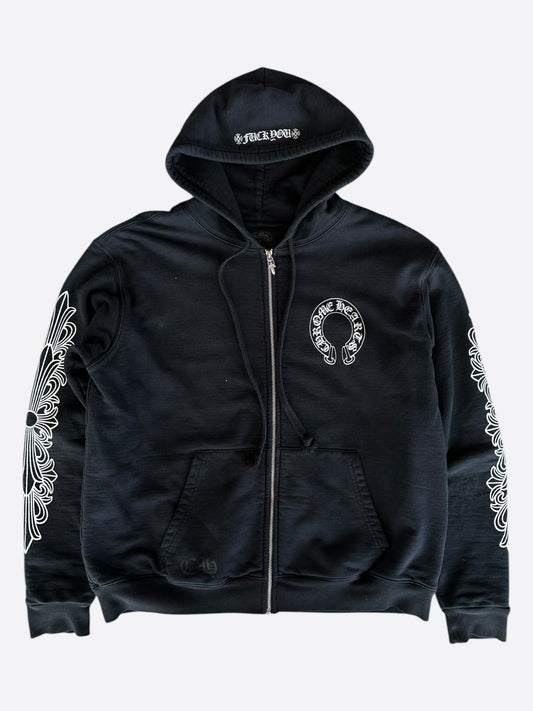 Chrome Hearts Black & White Thermal Horseshoe Logo Hoodie