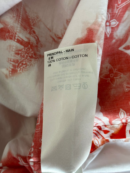 Louis Vuitton Red Bandana Bleached Short Sleeve Button Up Shirt