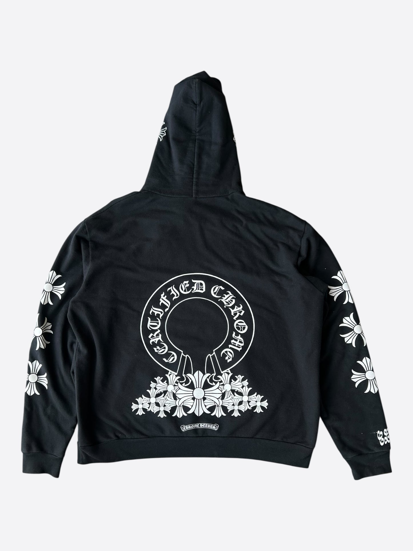 Chrome Hearts Drake Black & White Certified Horseshoe Logo Hoodie