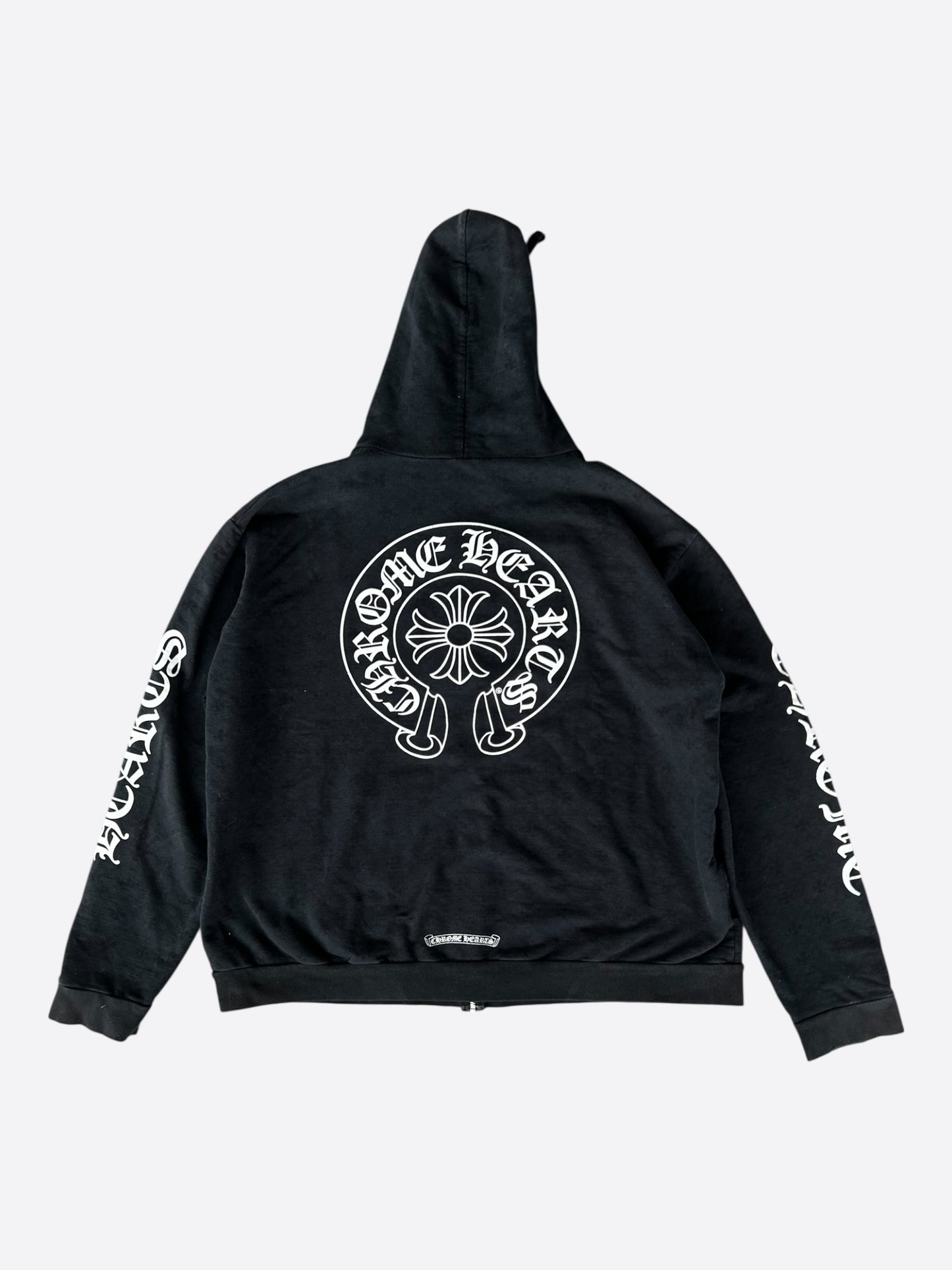 Chrome Hearts Black & White Cross Jacquard Horseshoe Logo Zip Hoodie