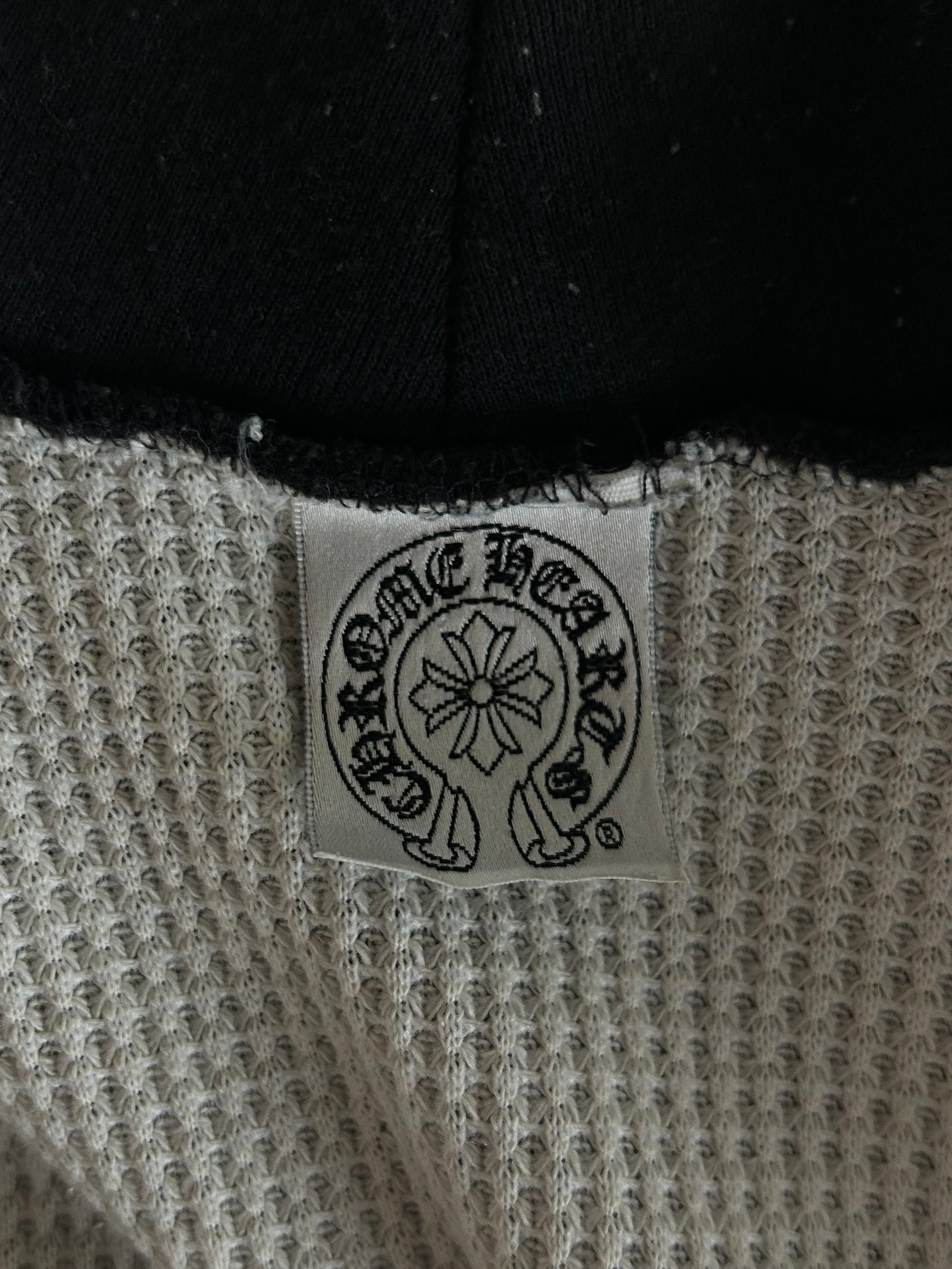 Chrome Hearts Black Horseshoe Logo Thermal Zip Up Hoodie
