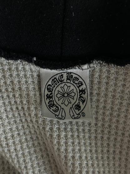 Chrome Hearts Black Horseshoe Logo Thermal Zip Up Hoodie