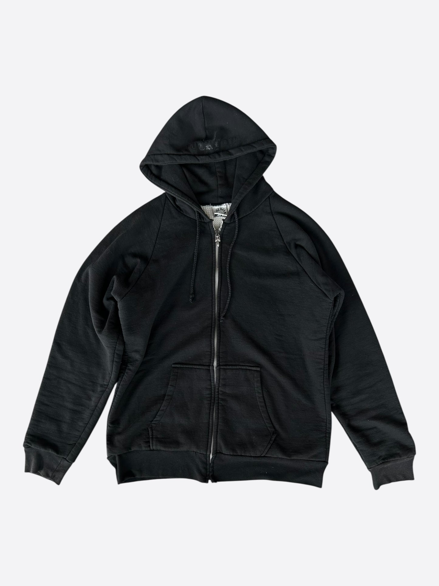 Chrome Hearts Black Horseshoe Logo Thermal Zip Up Hoodie