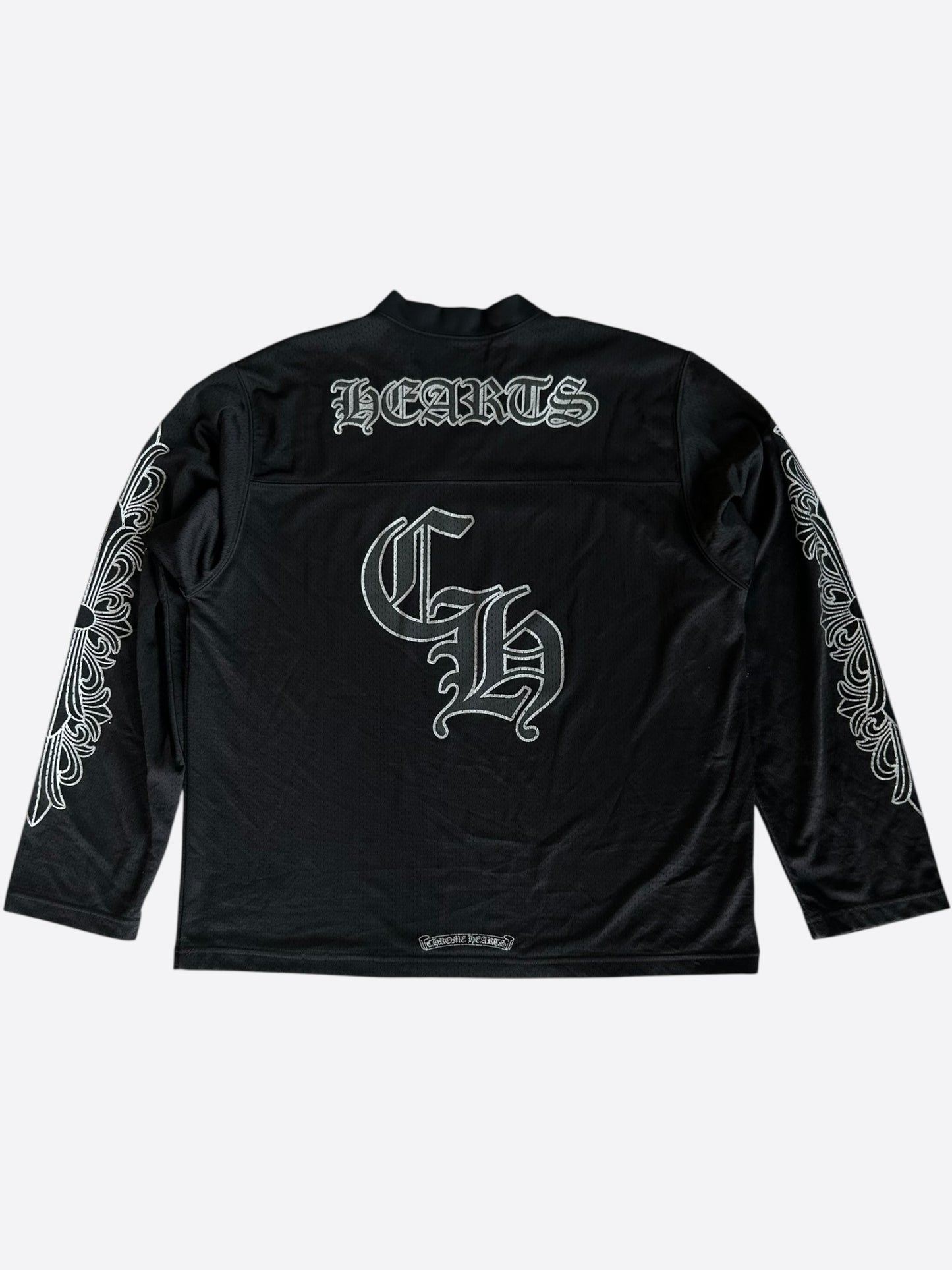 Chrome Hearts Black & White Floral Nylon Mesh Longsleeve Jersey