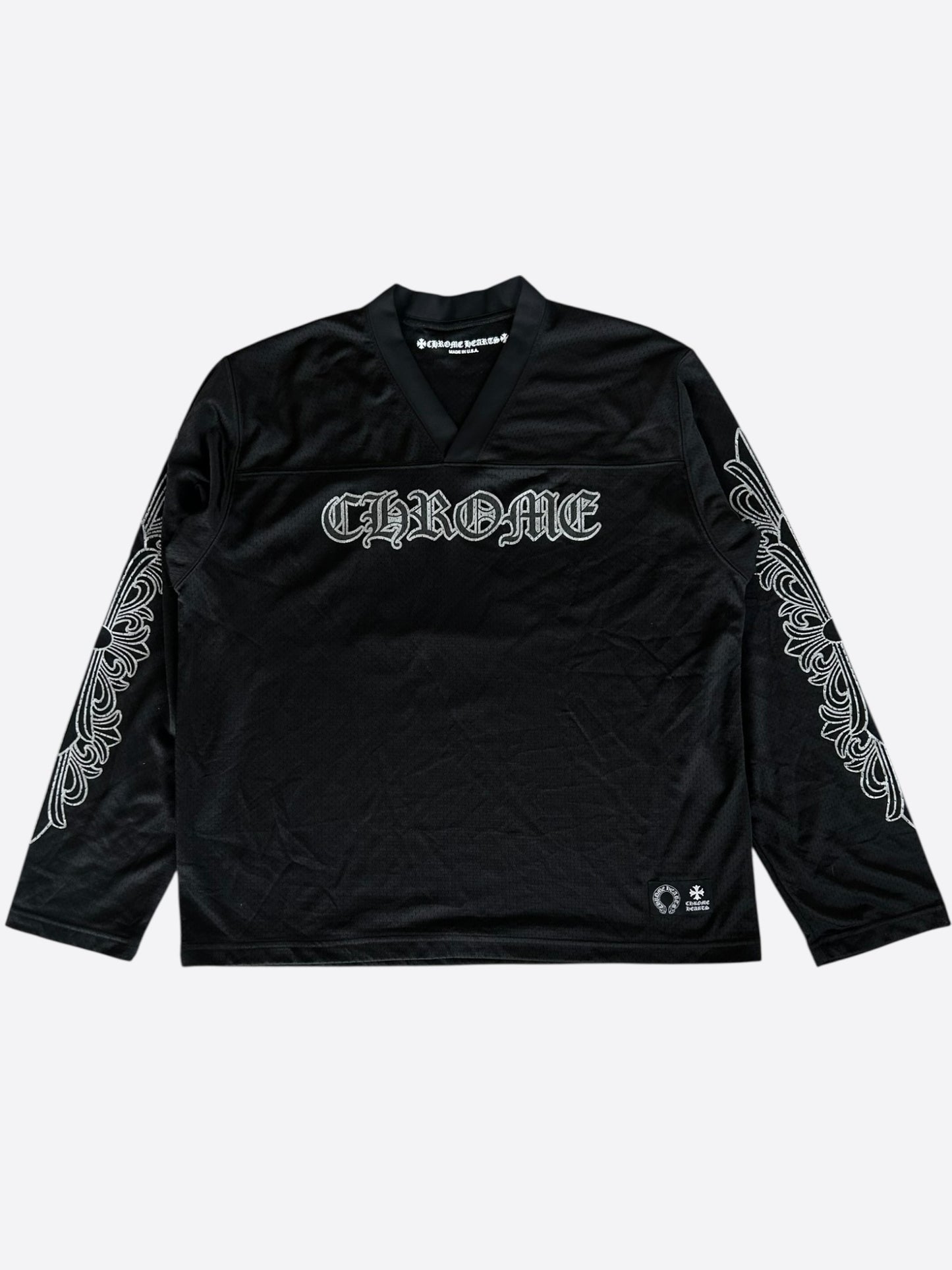 Chrome Hearts Black & White Floral Nylon Mesh Longsleeve Jersey