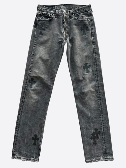 Chrome Hearts Levis Grey & Black Cross Patch Jeans