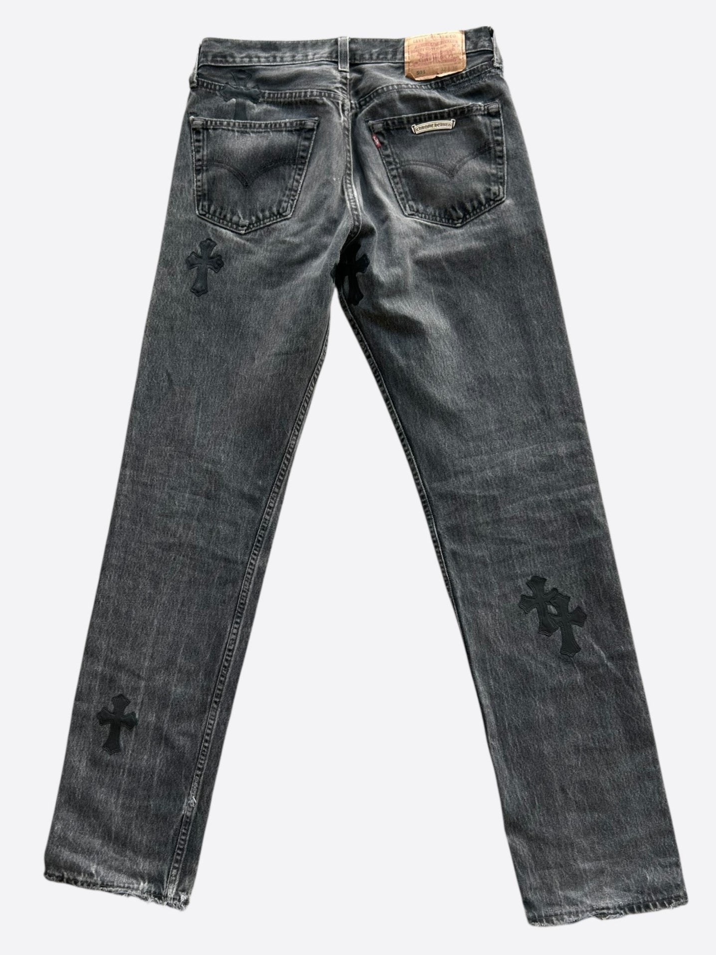 Chrome Hearts Levis Grey & Black Cross Patch Jeans
