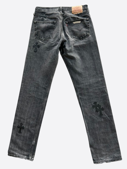 Chrome Hearts Levis Grey & Black Cross Patch Jeans
