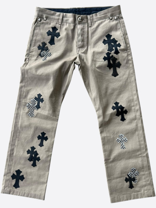 Chrome Hearts Tan Black & Checkered Cross Patch Chino Pants
