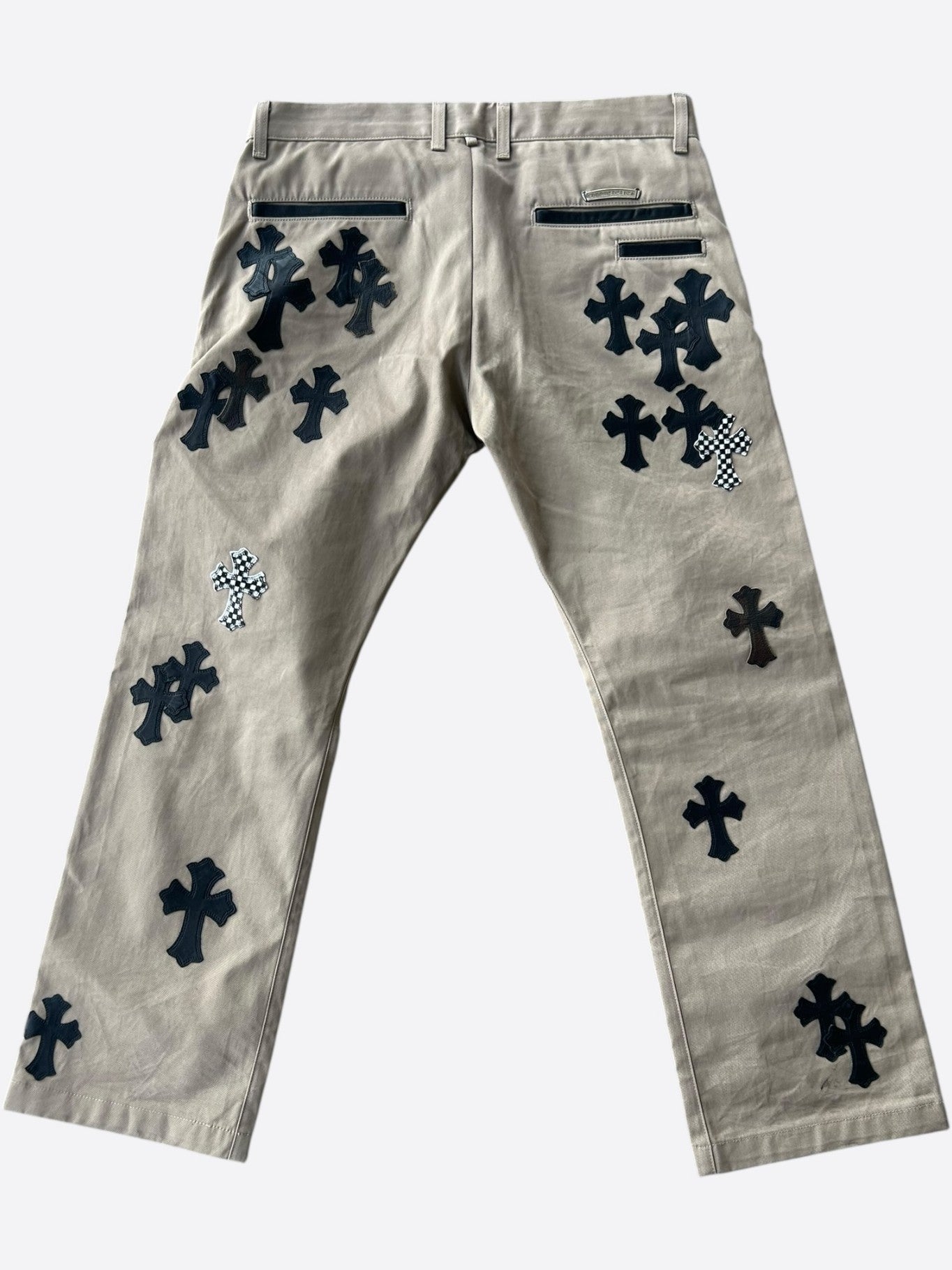 Chrome Hearts Tan Black & Checkered Cross Patch Chino Pants