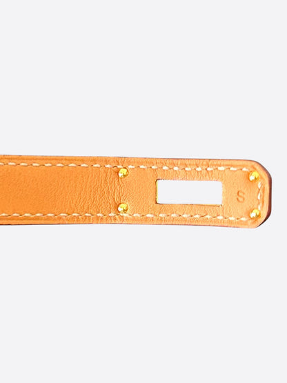 Hermes Orange Swift & Gold Hardware Kelly Double Tour Bracelet