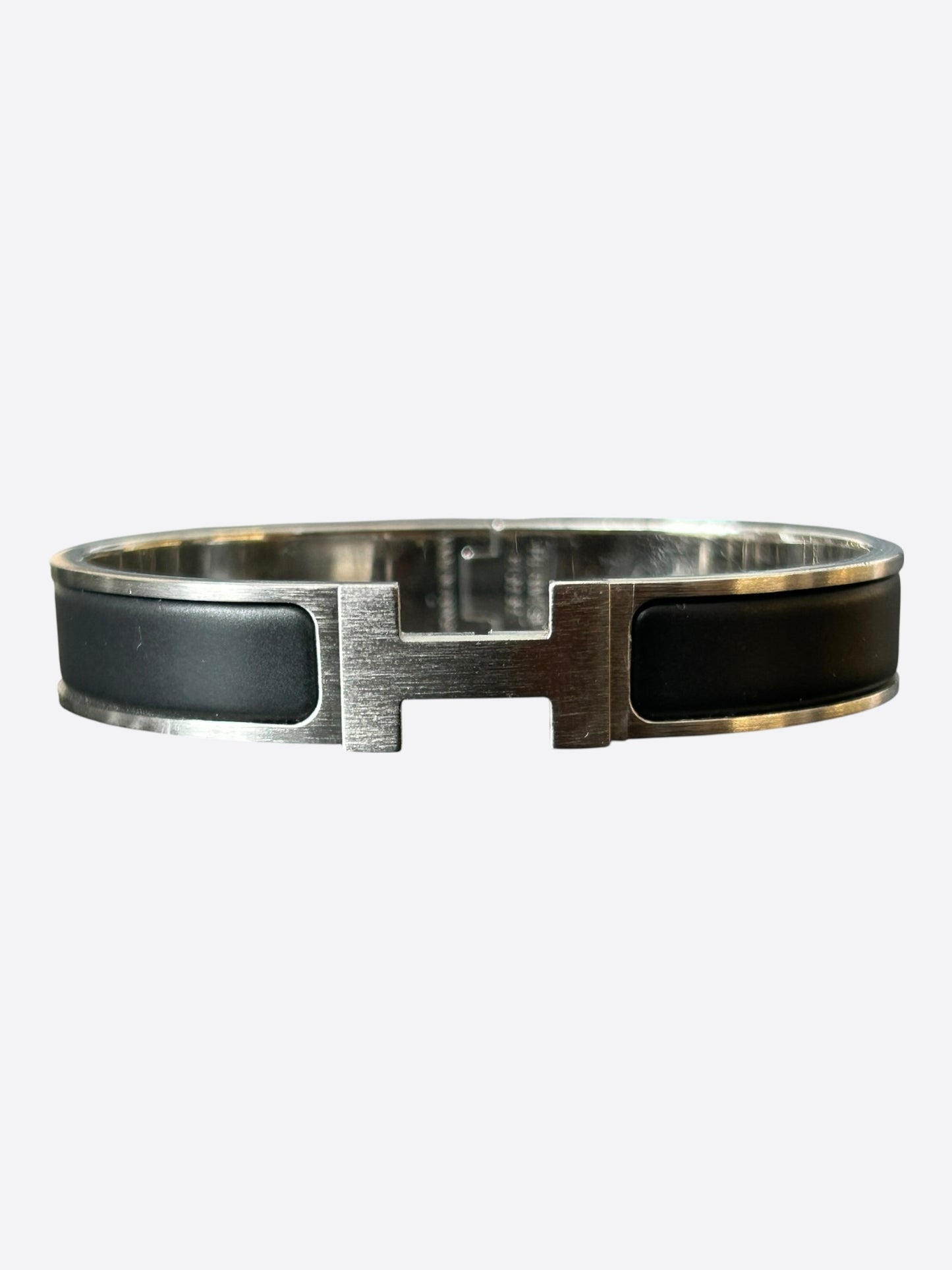 Hermes Palladium & Black Clic Clac H Bracelet