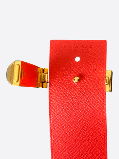 Hermes Coral Pink Epsom & Gold Hardware Medor Bracelet