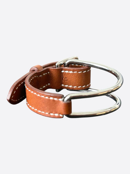 Hermes Brown Swift & Palladium Hardware Switch Bracelet