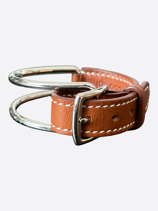 Hermes Brown Swift & Palladium Hardware Switch Bracelet